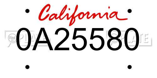 0A25580 California License Plate