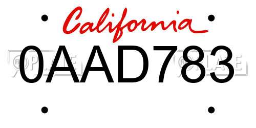 0AAD783 California License Plate
