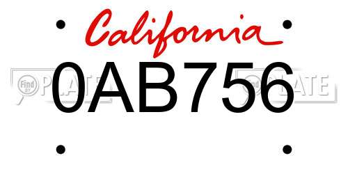 0AB756 California License Plate