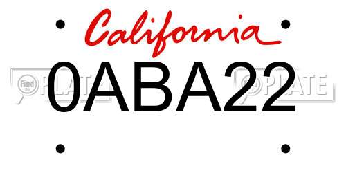 0ABA22 California License Plate