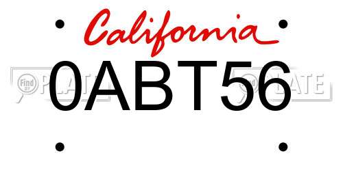 0ABT56 California License Plate