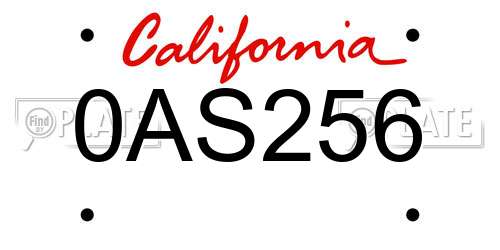 0AS256 California License Plate
