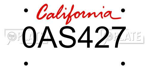 0AS427 California License Plate