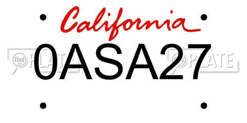 0ASA27 California License Plate