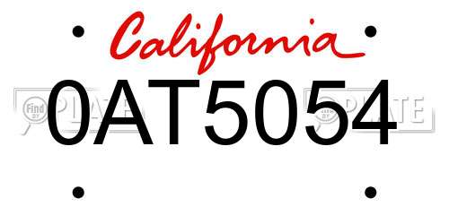 0AT5054 California License Plate