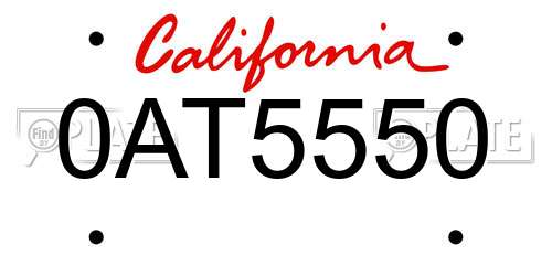 0AT5550 California License Plate