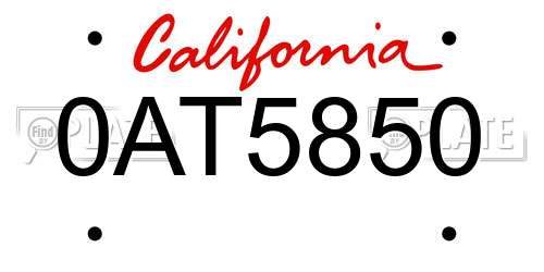 0AT5850 California License Plate