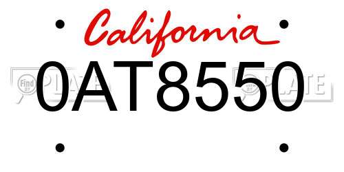 0AT8550 California License Plate