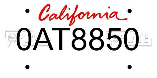 0AT8850 California License Plate