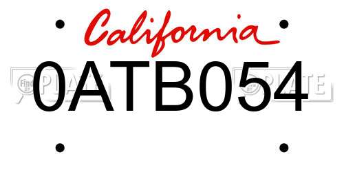 0ATB054 California License Plate