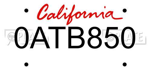 0ATB850 California License Plate