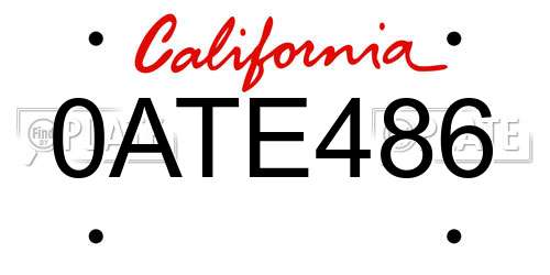 0ATE486 California License Plate