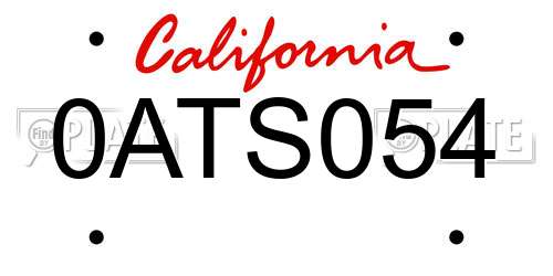 0ATS054 California License Plate