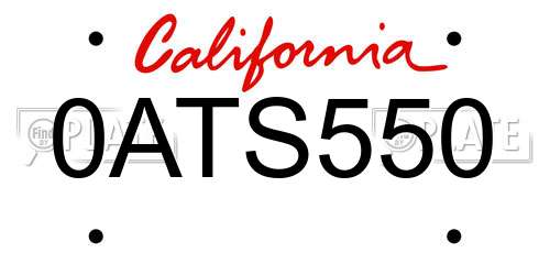 0ATS550 California License Plate