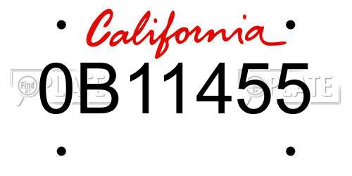 0B11455 California License Plate
