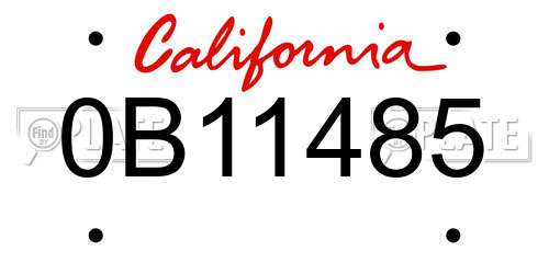 0B11485 California License Plate