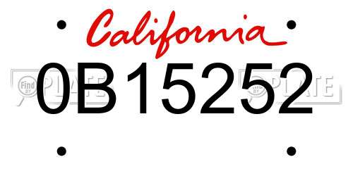 0B15252 California License Plate