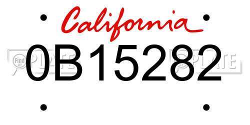 0B15282 California License Plate