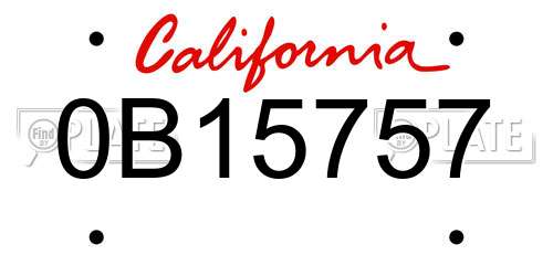 0B15757 California License Plate