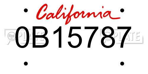0B15787 California License Plate