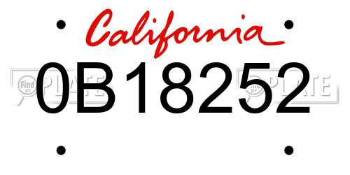 0B18252 California License Plate