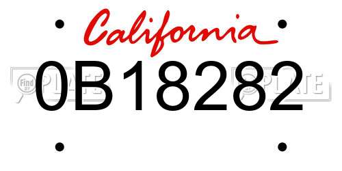 0B18282 California License Plate