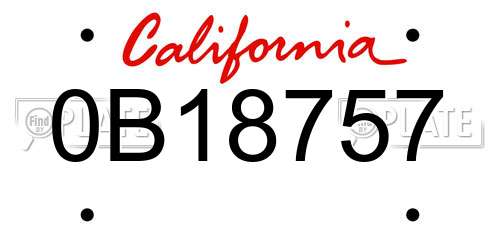 0B18757 California License Plate