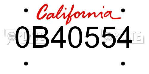 0B40554 California License Plate