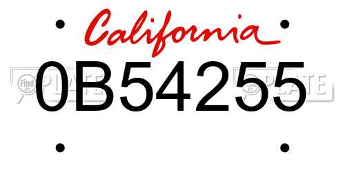 0B54255 California License Plate