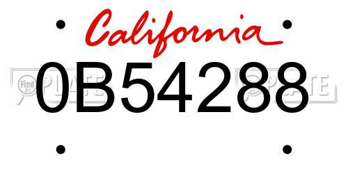 0B54288 California License Plate