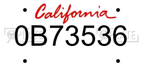 0B73536 California License Plate