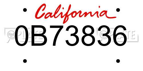 0B73836 California License Plate