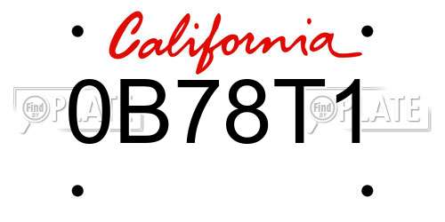 0B78T1 California License Plate