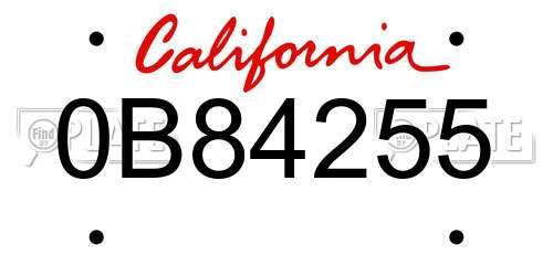 0B84255 California License Plate