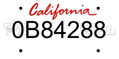 0B84288 California License Plate