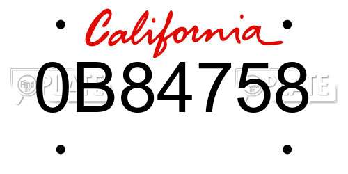 0B84758 California License Plate