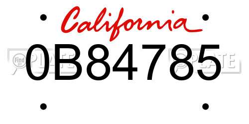 0B84785 California License Plate