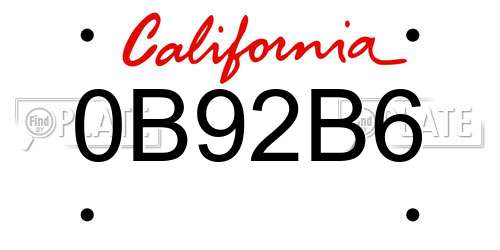 0B92B6 California License Plate