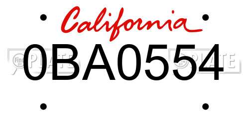 0BA0554 California License Plate