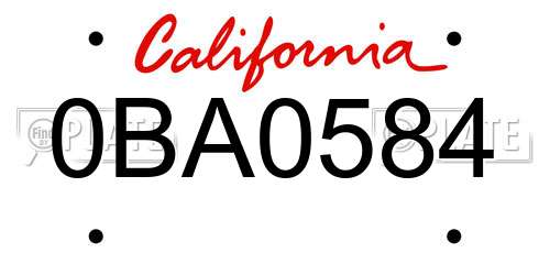 0BA0584 California License Plate