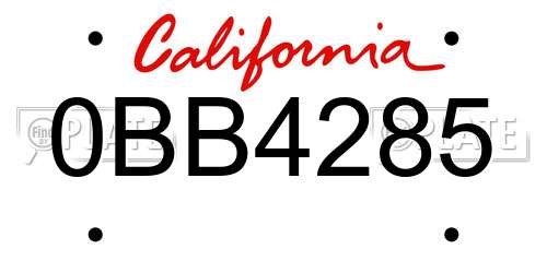 0BB4285 California License Plate