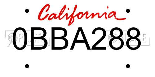 0BBA288 California License Plate