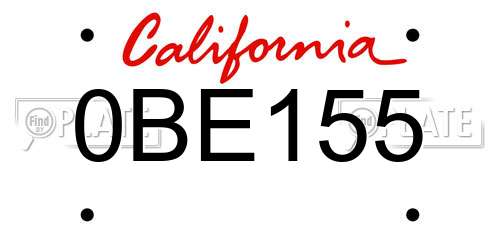 0BE155 California License Plate