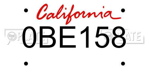 0BE158 California License Plate