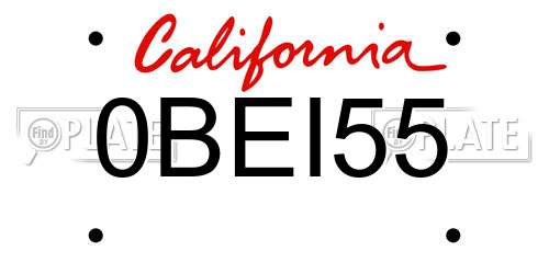 0BEI55 California License Plate