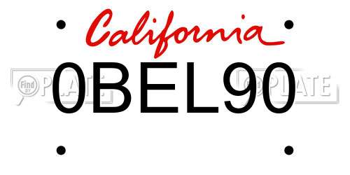 0BEL90 California License Plate