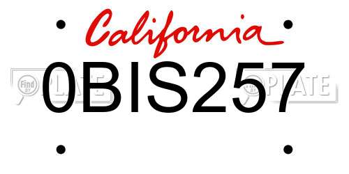 0BIS257 California License Plate