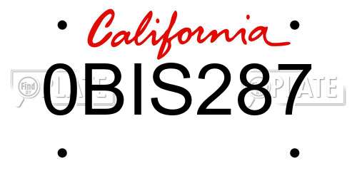0BIS287 California License Plate