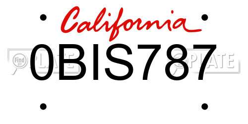 0BIS787 California License Plate