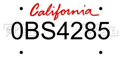 0BS4285 California License Plate